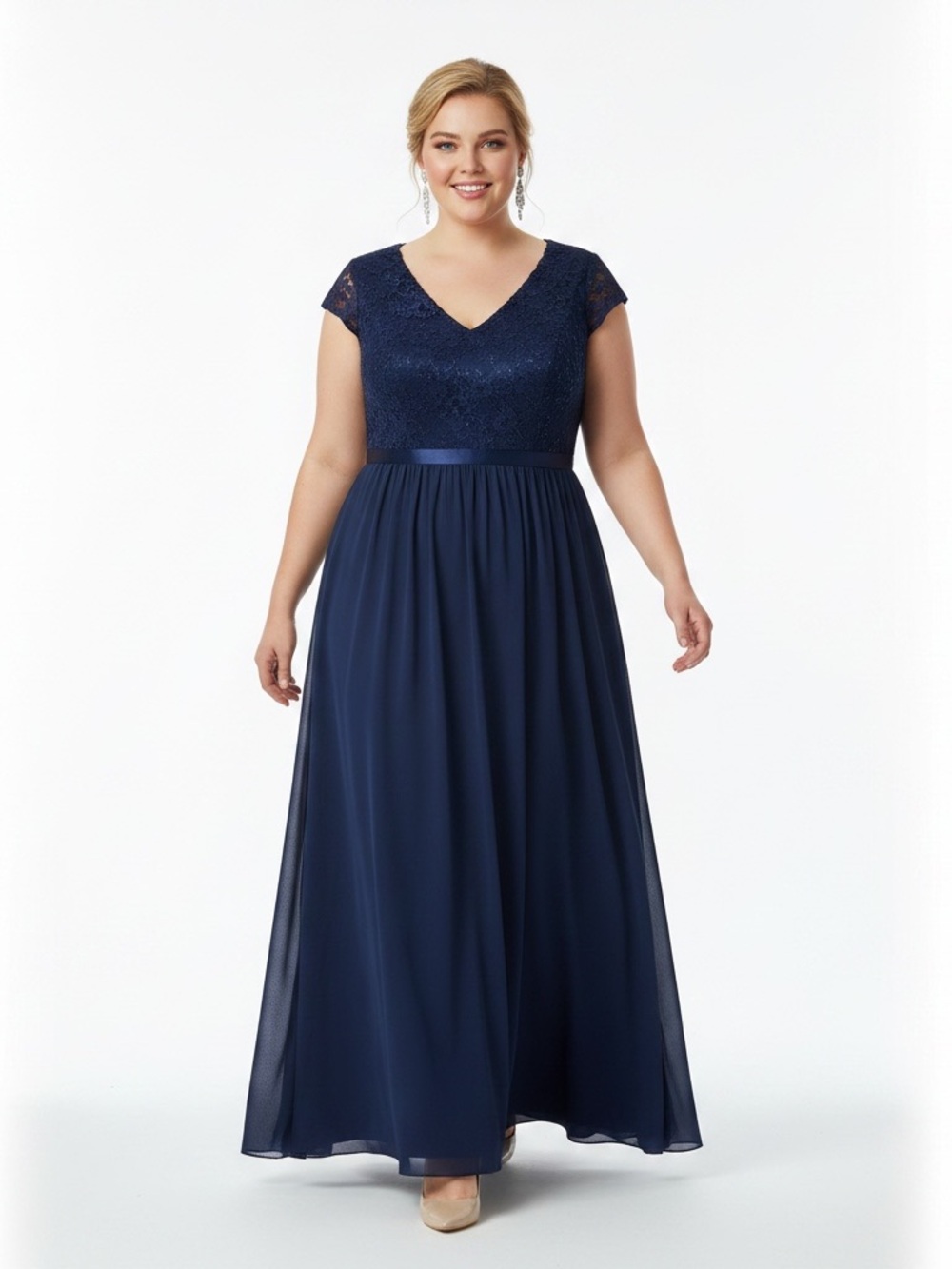 NWT Torrid Navy Blue Lace Sequins Chiffon Maxi Dress Formal Gown Size 16 Tall